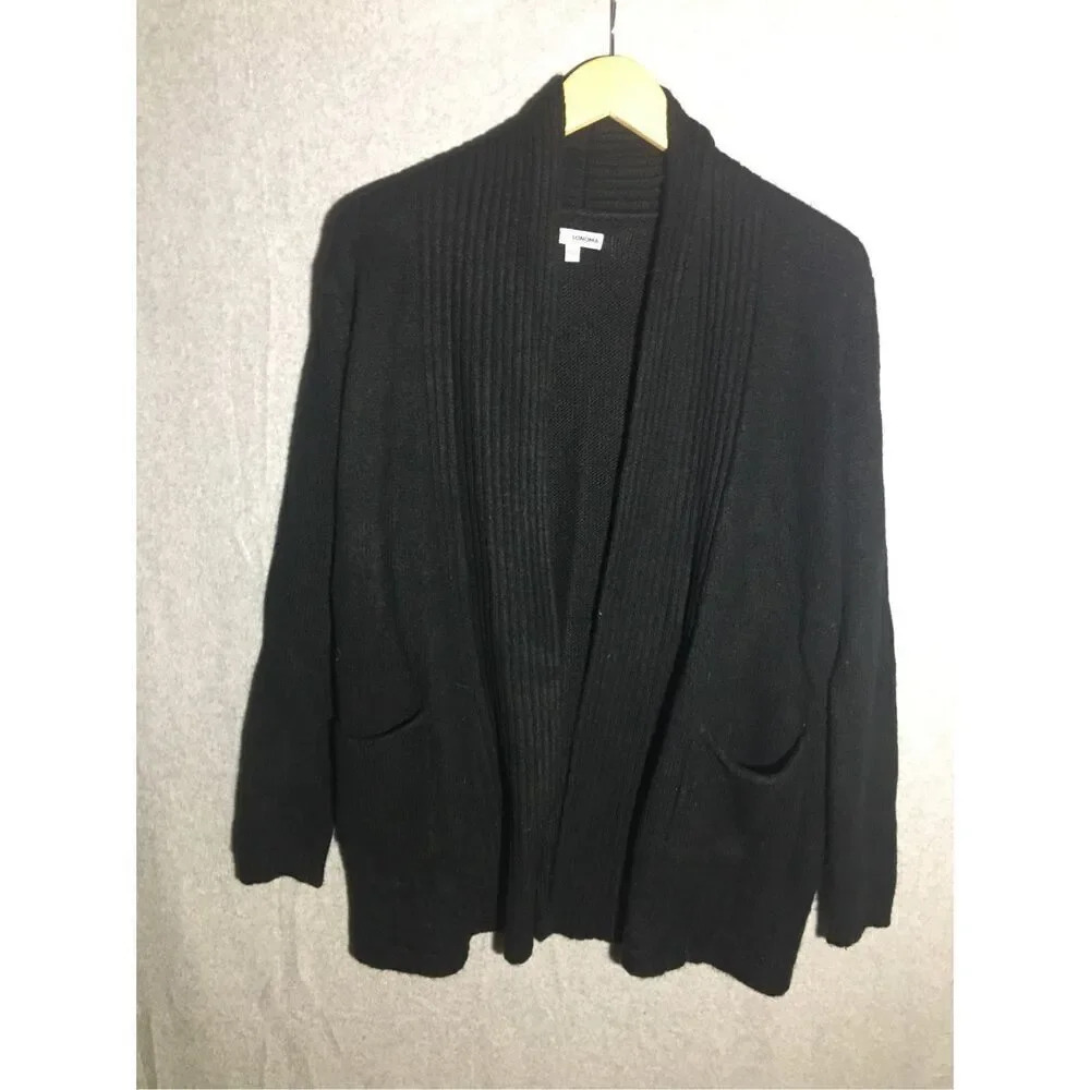 Womens Sonoma Cardigan Black Soft Ling Line Pockets Layering Casual